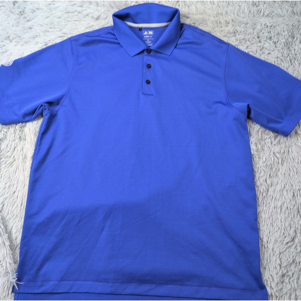 Adidas Shirt Mens XL Blue Golf Short Sleeve Polo Climalite Athletic Comfort